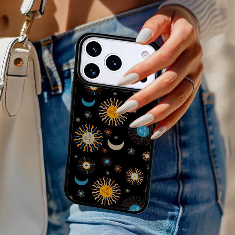 Vintage Moon and Sun Stars Phone Case For iPhone 17 Air 14 15 13 12 Max Cover For Apple 16e 11 Pro Max Plus Coque