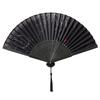 Bamboo Folding Fan Silk Chinese Fan Hand Women Black Fan Summer Female Dance Home Decoration Party Gift Home Ornament Fan Black