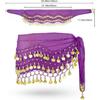 Belly Dance Hip Scarf, Women's Chiffon Belly Dancing Scarf with 128 Coins for Yoga Class