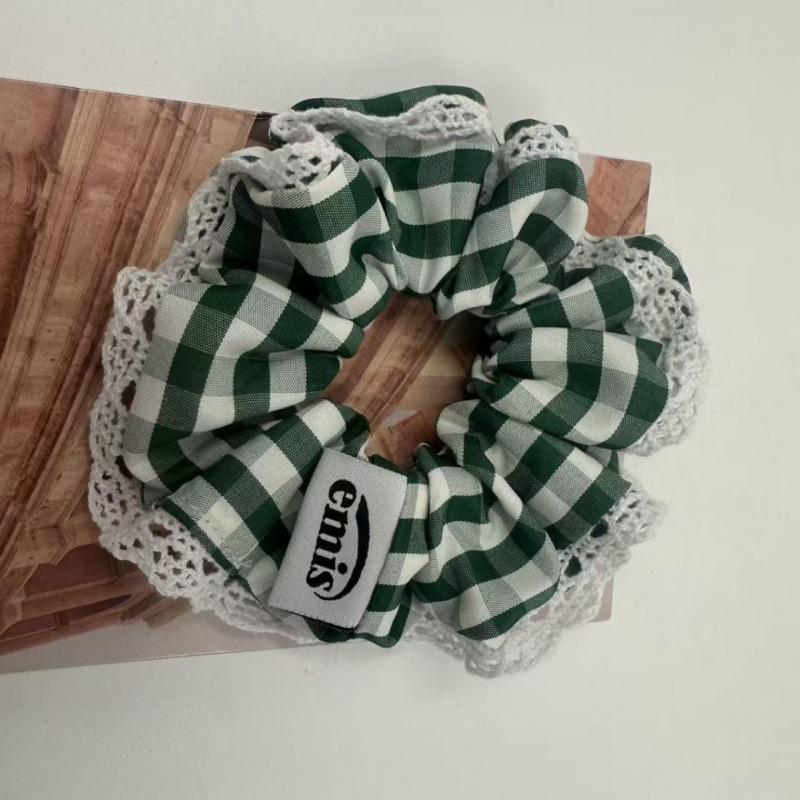 Корейская резинка для волос Emis из чистого хлопка в клетку - Свежая, Простая, Универсальная, Милая и Изысканная