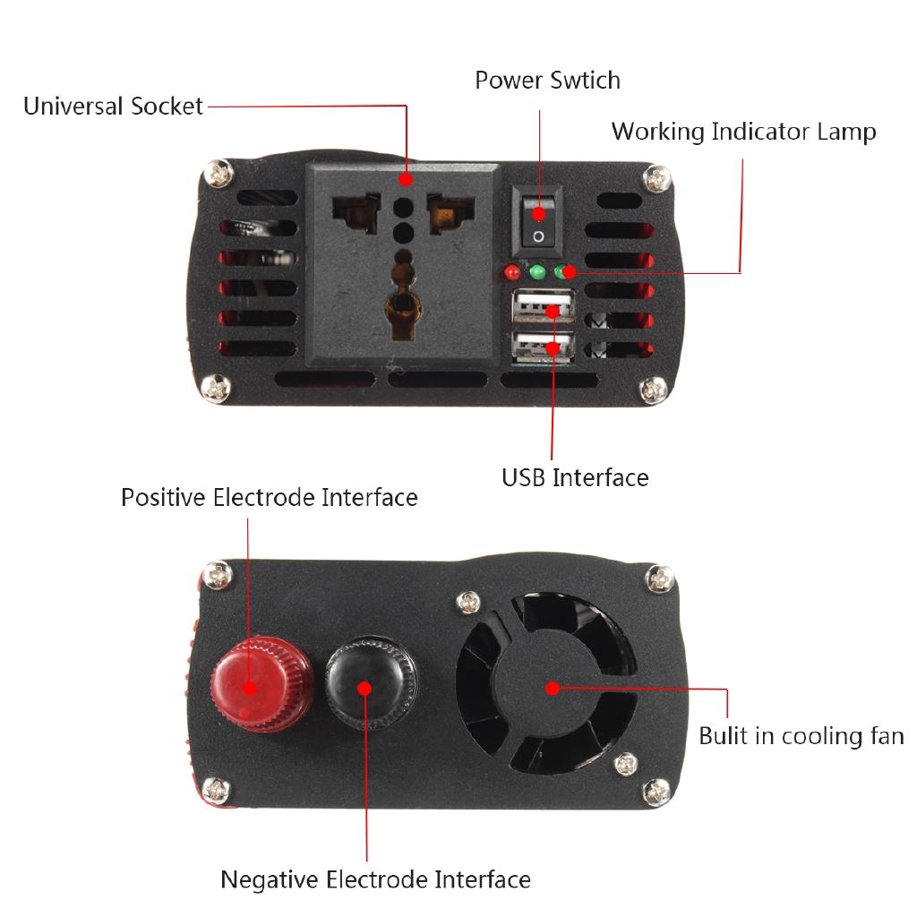 Voltage Transformer PEAK 6000W Car Power Inverter 12/24V To AC 220/110V USB Modified Sine Wave Red Universal Intelligent