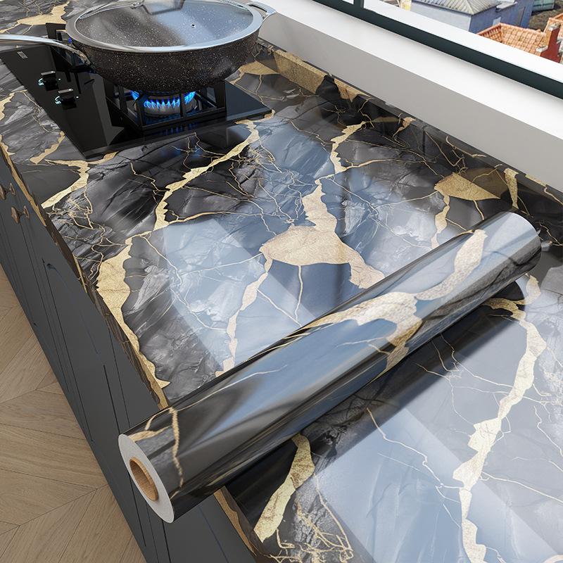 Tezgahlar ve Ocak Üstleri için Kalınlaştırılmış Su Geçirmez Yağa Dayanıklı Kendinden Yapışkanlı Mermer Mutfak Çıkartmaları