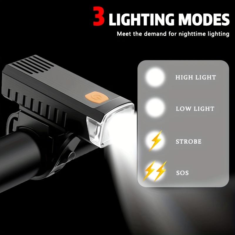 USB-Powered Bike Headlight with USB Rechargeable Lithium Battery 3-Mode (Bright/Dim/Strobe) Front Bike Light Quick-Attach Handlebar Mount