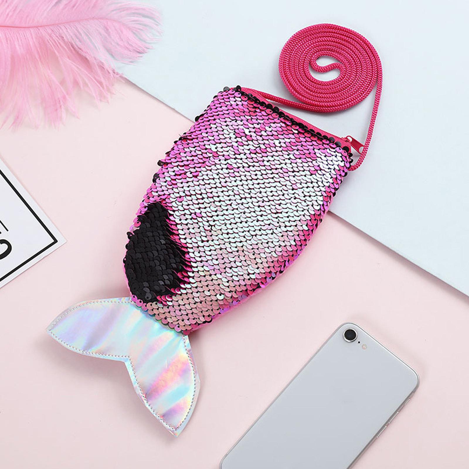 

Unisex Sequins Purses Handbags Zipper Wallets Cute Pouch Fish Tail Packet