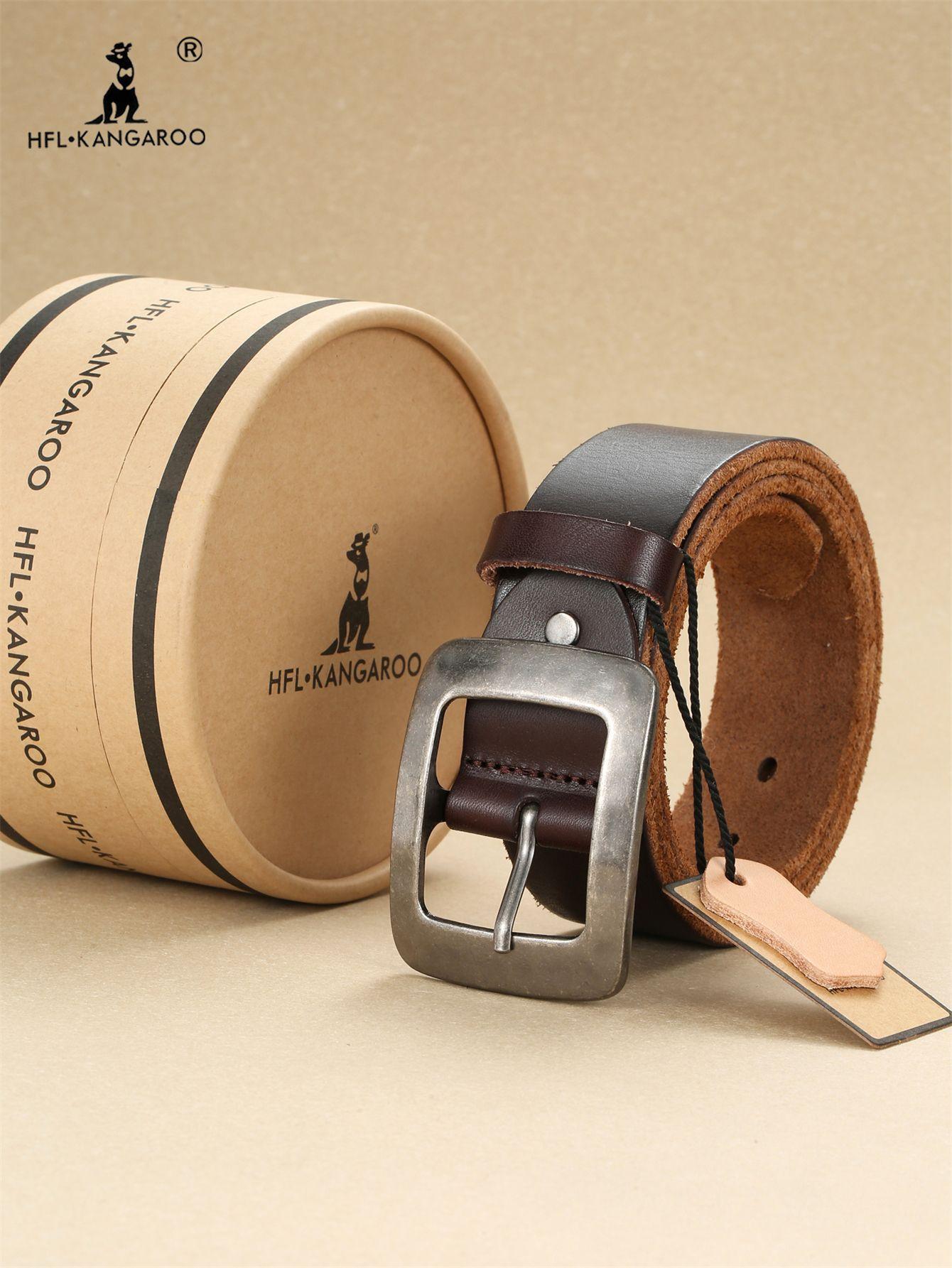 

Мужской ремень с пряжкой-штифтом, широкий ремень из коровьей кожи первого слоя, простой, декоративный кожаный крест для брюк 130cm кофейный