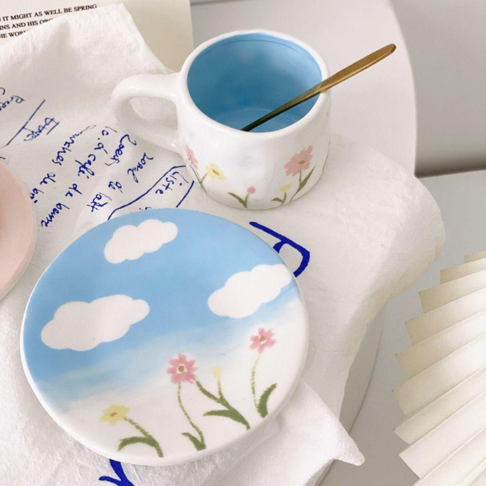 Hand Pinched Milk Mugs Ceramic Milk Tea Cup Ins Korean Style Oatmeal Breakfast Mug  Kitchen