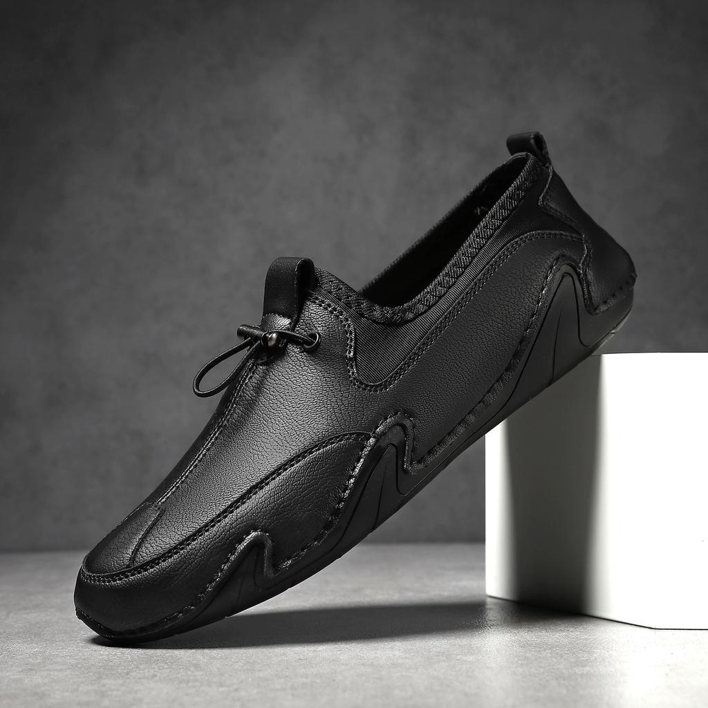 2025 men's beanie shoes casual leather shoes men's soft-soled octopus outdoor lace-up driving shoes men