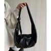 Women Korean Ins Style Retro Soft Leather Dumpling Bag Lady Large Capacity Ruched Crossbody Bag Birthday Present Shoulder Bag