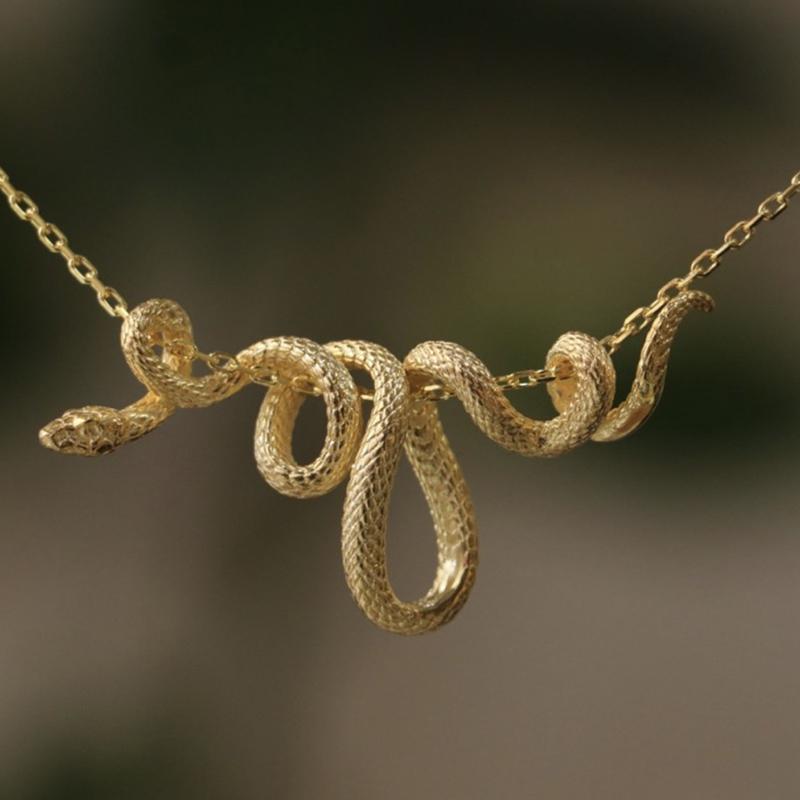 Hip Hop Punk Winding Snake Charm Necklaces For Women Men Animal Jewelry Accessories