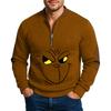 Christmas Men's Outdoor Zipper Long Sleeved Casual Top Sweatshirt