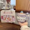 High Value Ins Ceramic Cup with Lid with Spoon Cute Mug Couple Home Coffee Breakfast Cup Children