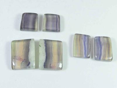 13-20MM Fluorit Passendes Paar 3 Stück Achteckiger Cabochon Kristall für Ohrring SK-3683