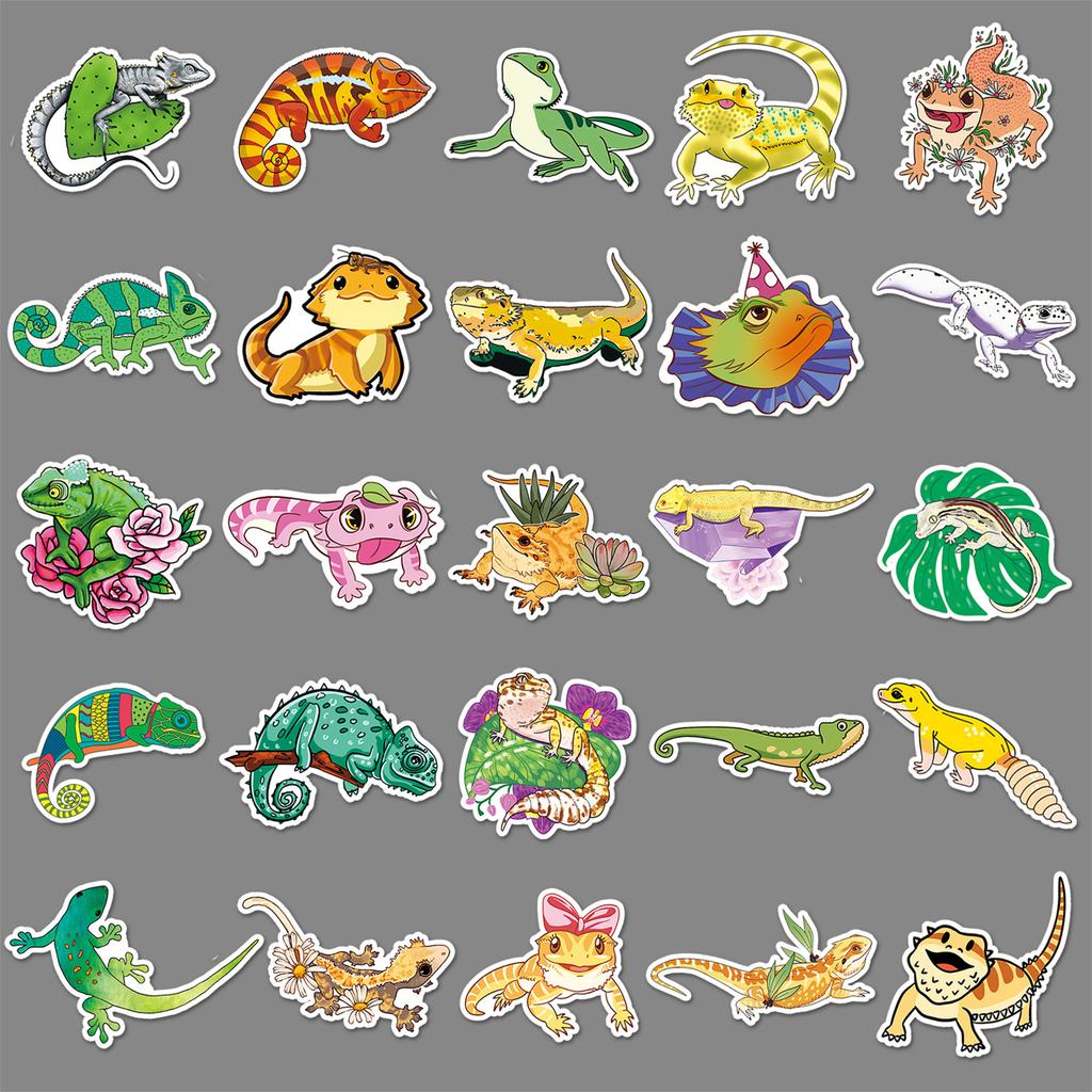 50 Lizard Doodle Personalized Cartoon Animal Children's Creative DIY Skateboard Luggage Stickers Waterproof
