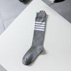 TB Four-Bar Grey Mid-Calf Cotton Women's Japanese Trendy Spring/Summer College Style Socks