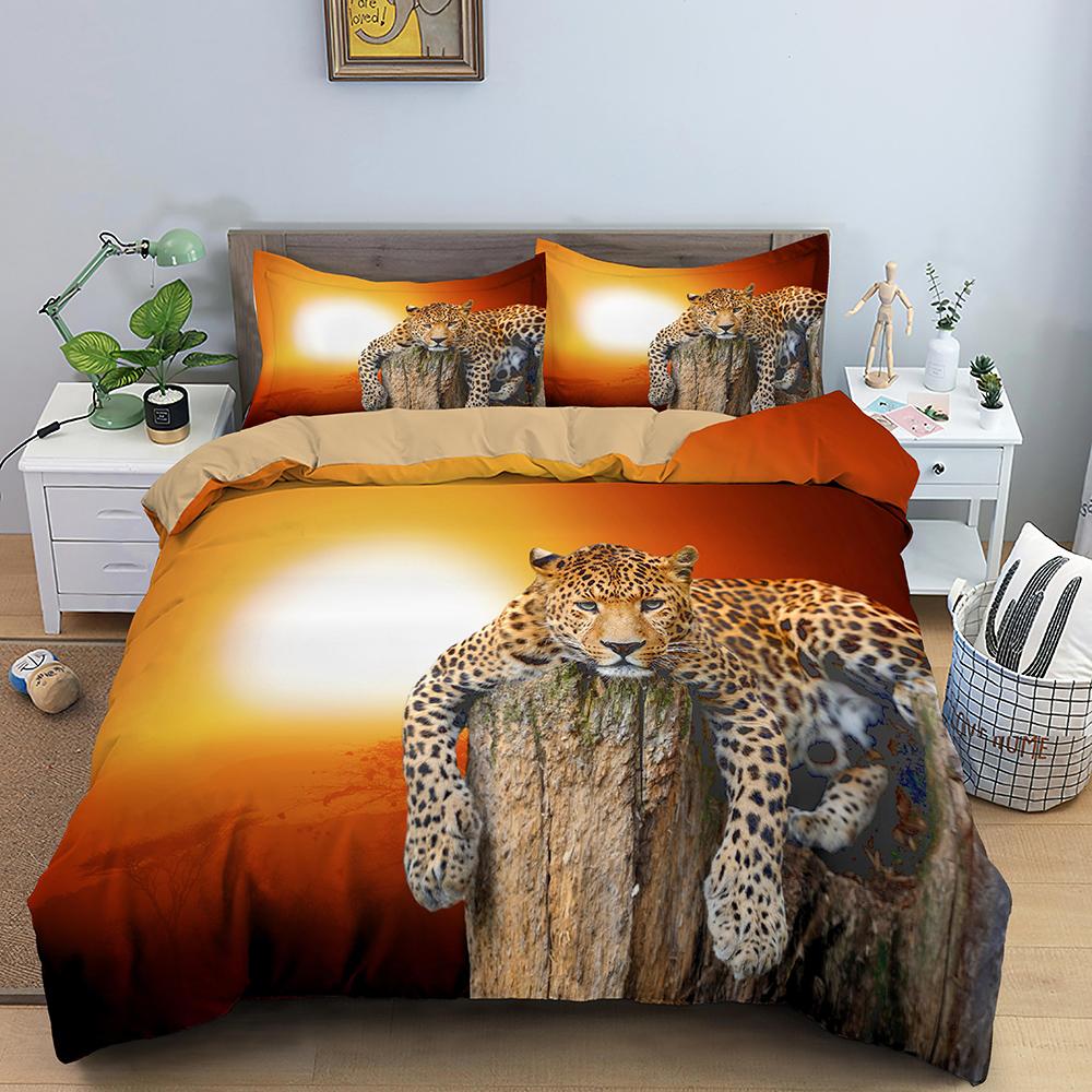 Comforter 3D Tiger King Queen White Black Wild Animal Bedding Set For Kids Teens Adults Wildlife Grey 2/3Pcs Soft