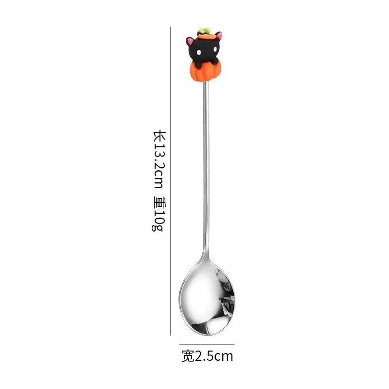 Cuillère à café citrouille mignonne en acier inoxydable Mini cuillère à dessert thé dorée Créative Spoons Thème Fête Halloween Ustensiles de cuisine