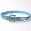 Mei Men's and Women's Leather Belts - Punk Rock Trendy Rhinestone Embellished Wide Belt