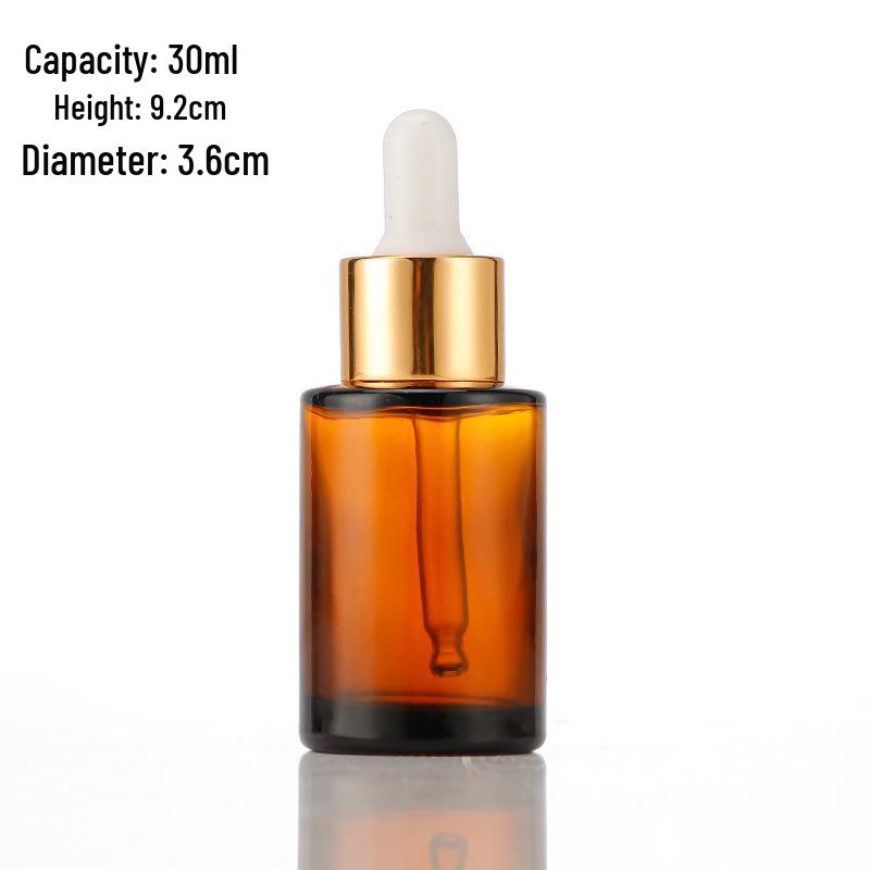 Brown Flat Shoulder Thick Glass Essential Oil Dropper Bottle for Cosmetics and Perfume