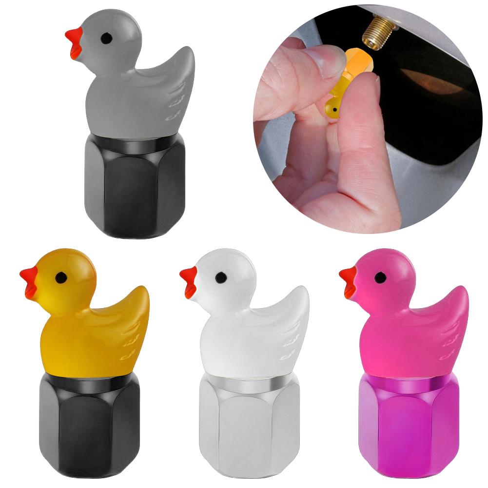 4 Pezzi Cappucci Stelo Valvola Pneumatico Auto Anatra Carina Luminescenti al Buio Cappucci Valvola Pneumatico Tappi Valvola Aria Pneumatico per Auto Motociclette e Biciclette