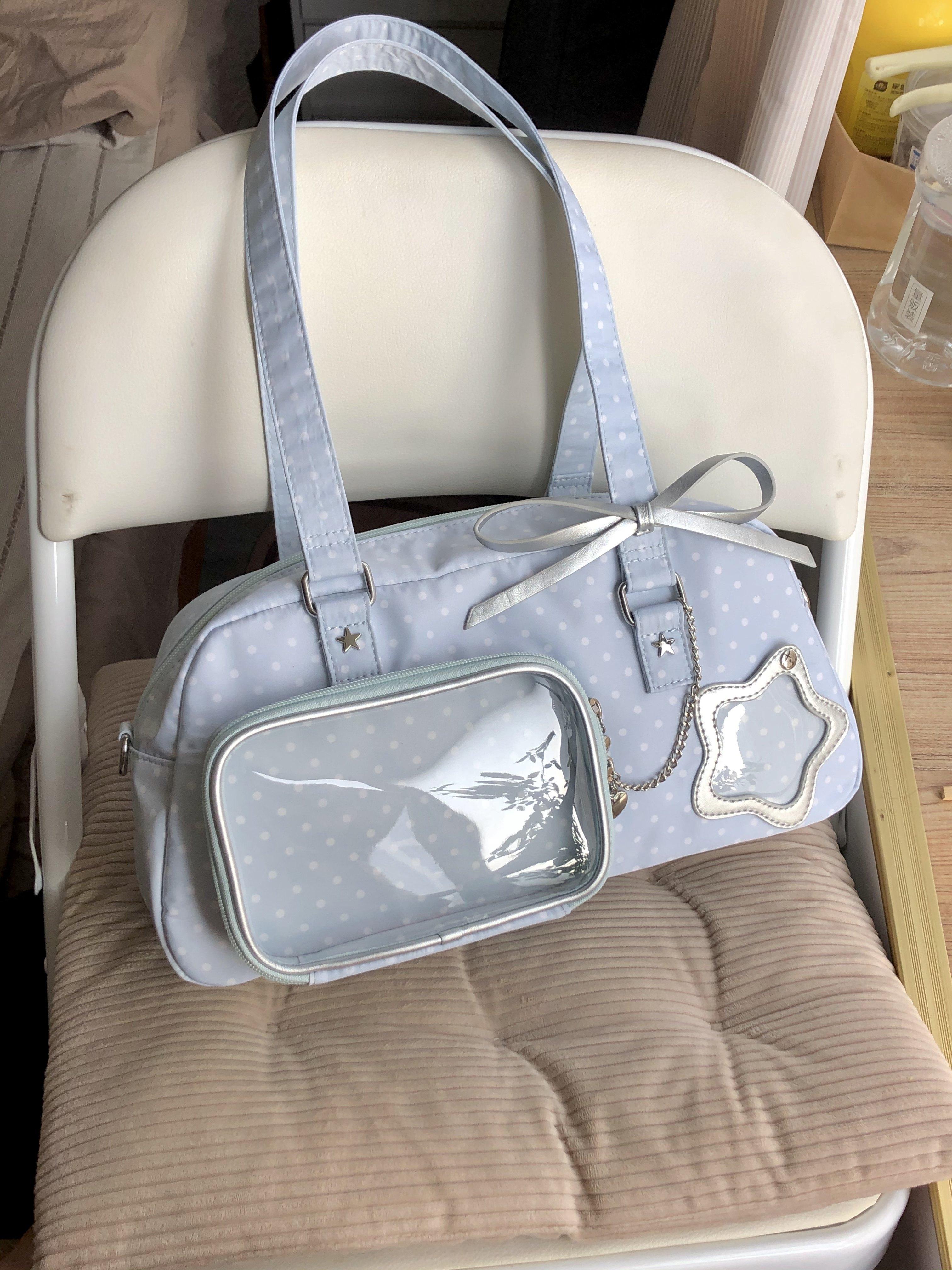 

Polka Dot Nylon Tote Bag Harajuku Japanese Style Itabag Transparent Display Star Handbag New Sweet Girl s Commuter Shoulder Bag