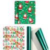 Christmas Wrapping Paper Roll 17 Inch Merry Christmas Santa Claus Gift Wrapping Paper Reversible Winter Holiday Gift Wrap