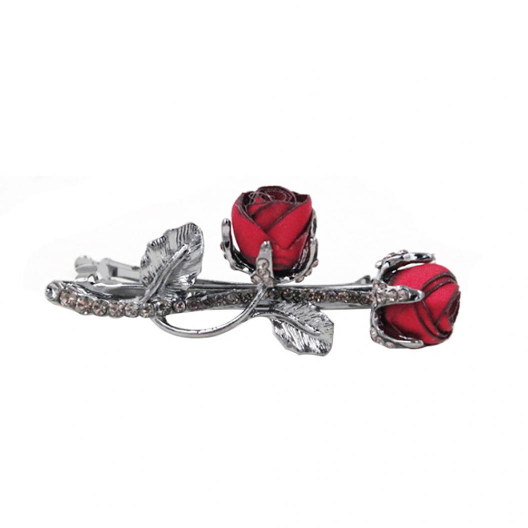 

Модный сладкий цветок розы со стразами из сплава, женский зажим для волос, шпилька для волос, головные уборы красный