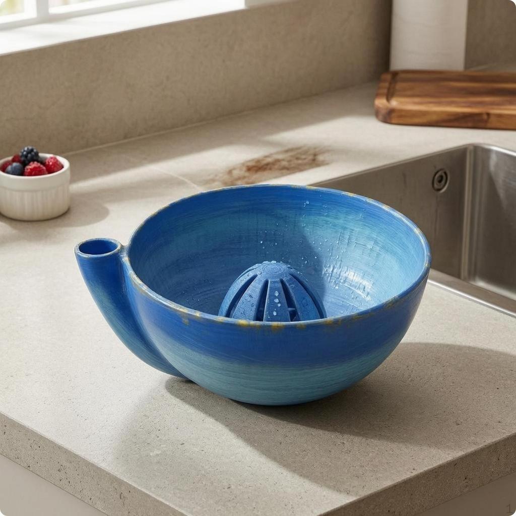 Drain Bowl Slotted Spout Layered Texture Dark Green