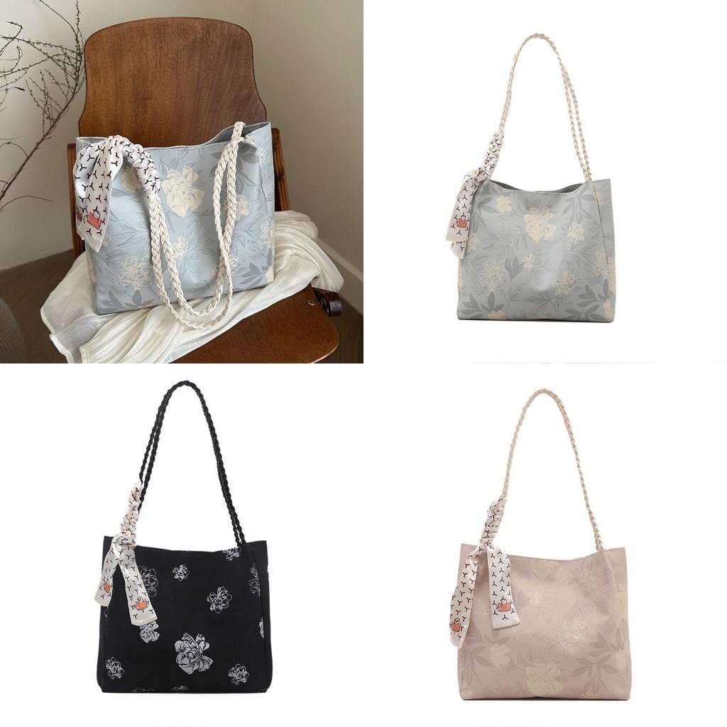 Embroidery Scarf Silk Flower Floral Nylon Bag Magnetic Closure Daily Women Use