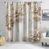 2PCS Curtains, Cream White, 3D White Rose, Golden Leaf & Pearl Embossed Pattern, for Bedroom, Living Room, Rod Pocket Style