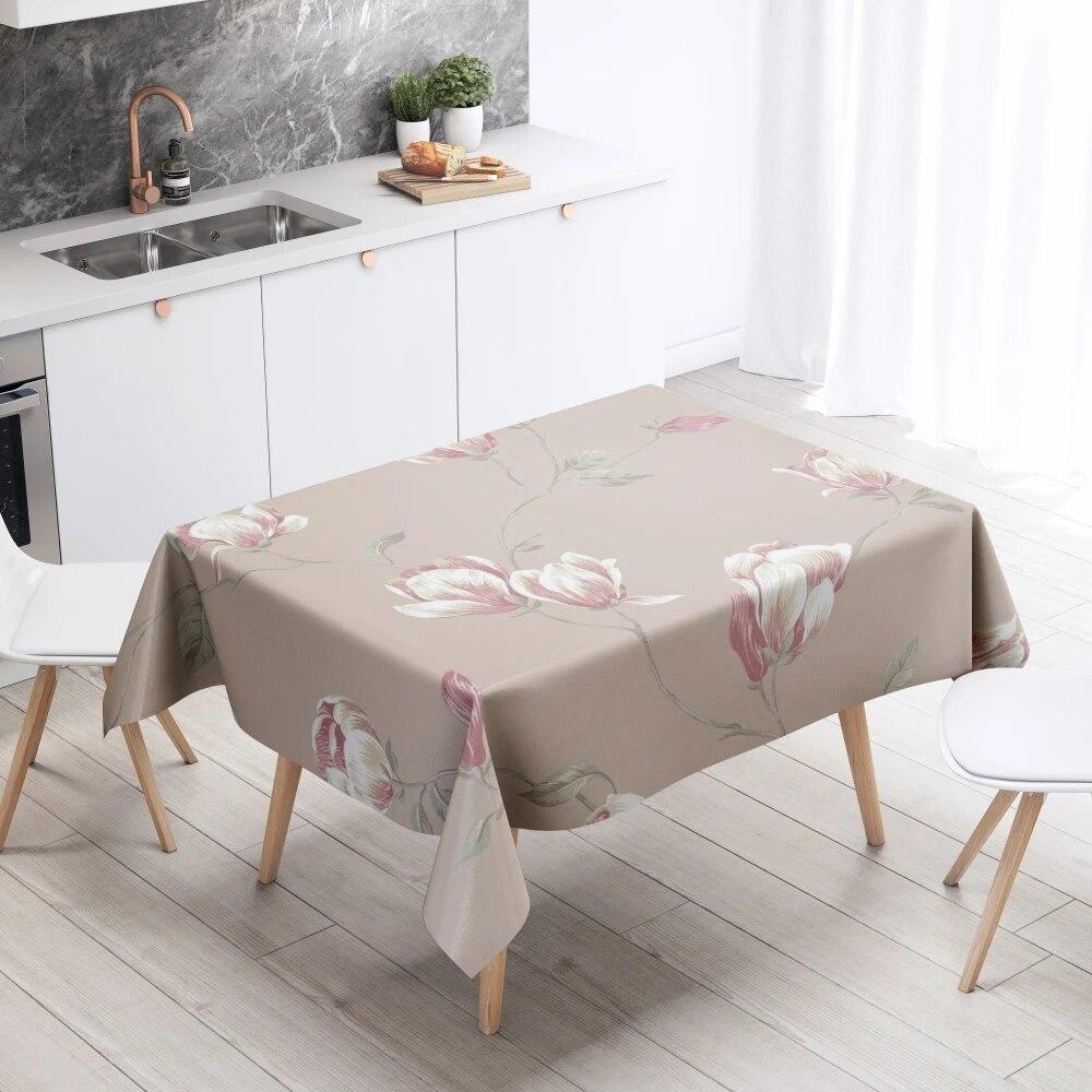 Floral Tablecloth Home Decor Stain Resistant Waterproof Table Decoration Rectangular Kitchen Fireplace Tops