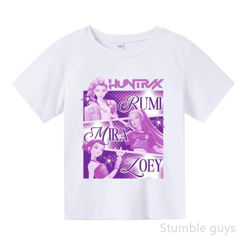 

Summer KPop Demon Hunters T-shirt Huntrix Kids Anime Top Boys Clothes Girls 110