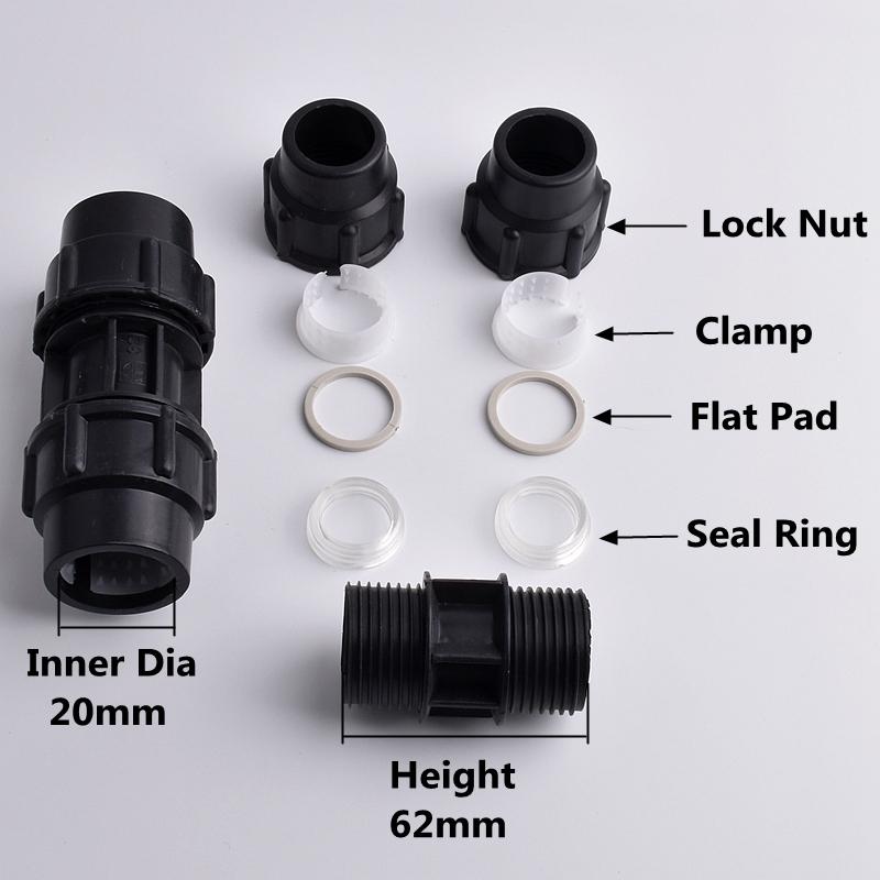 1pc 20~63mm PE Quick Coupling Garden Direct Connection Water Pipe Connectors Agricultural Irrigation System Plastic Tube Fitting 1PC