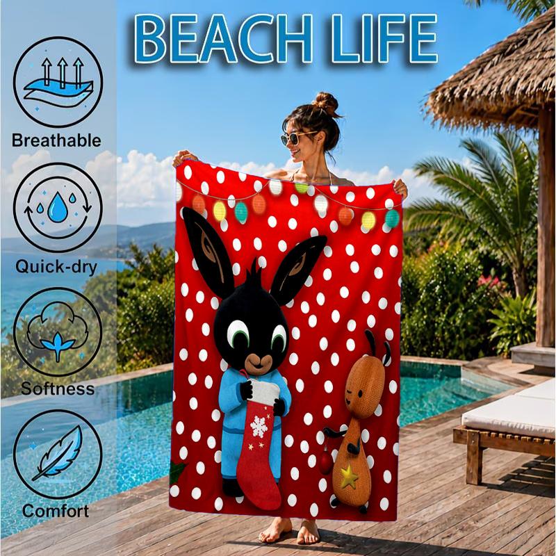 Bunny's Cozy Hug Beach Towel, Microfiber Beach Towel, Perfect For Pool, Beach, Travel, Home Decor Beach Party Fan Gifts