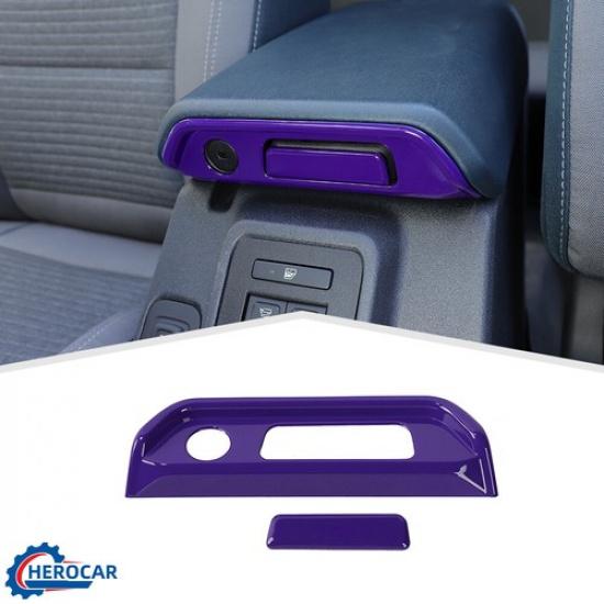 

2x Purple Car Armrest Box Switch Decor Bezel Cover Stickers for Ford Bronco 21+