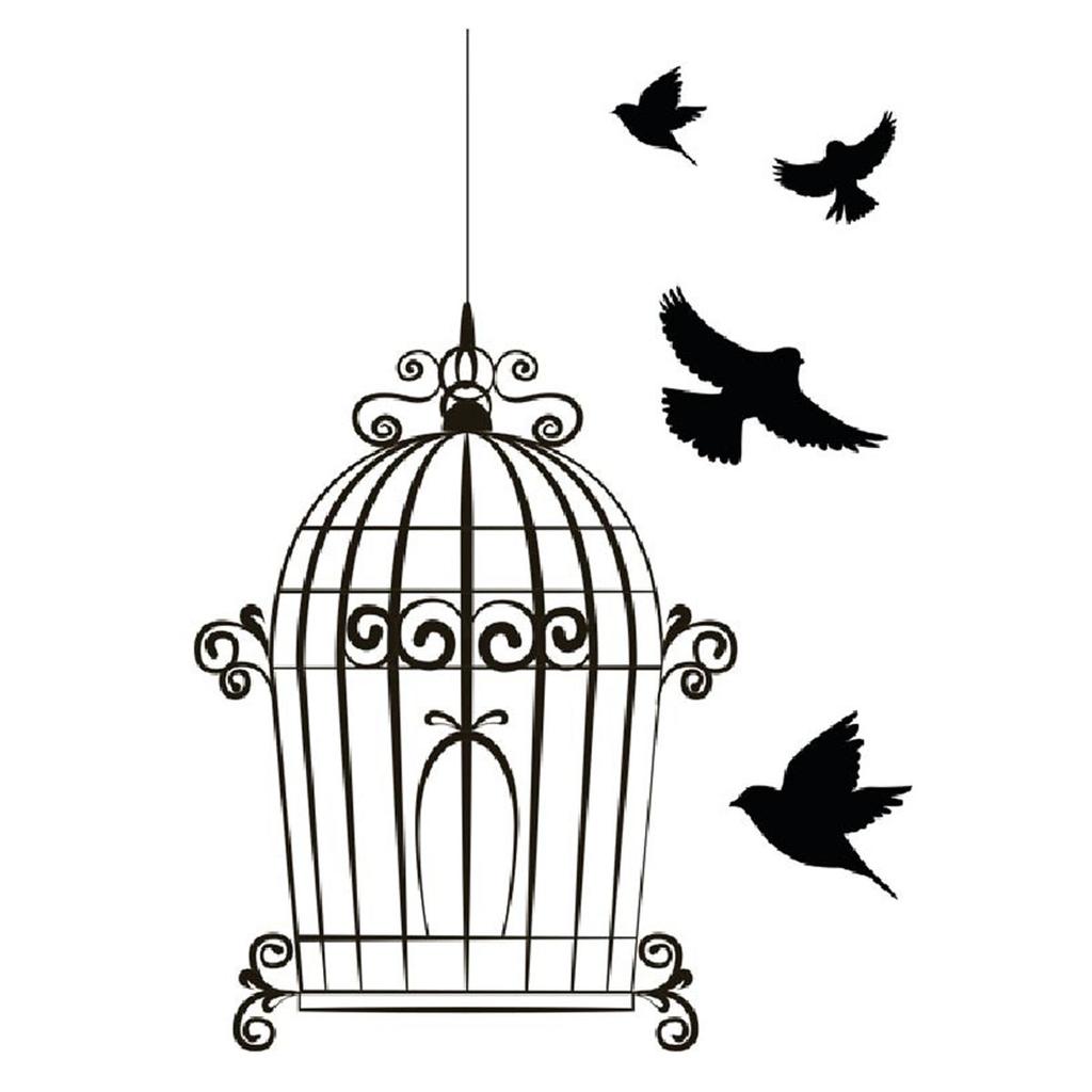 Les Trésors De Lily [R5014] - Black 'Bird Cage' Window Stickers - 40x30 Cm (2 Rooms)