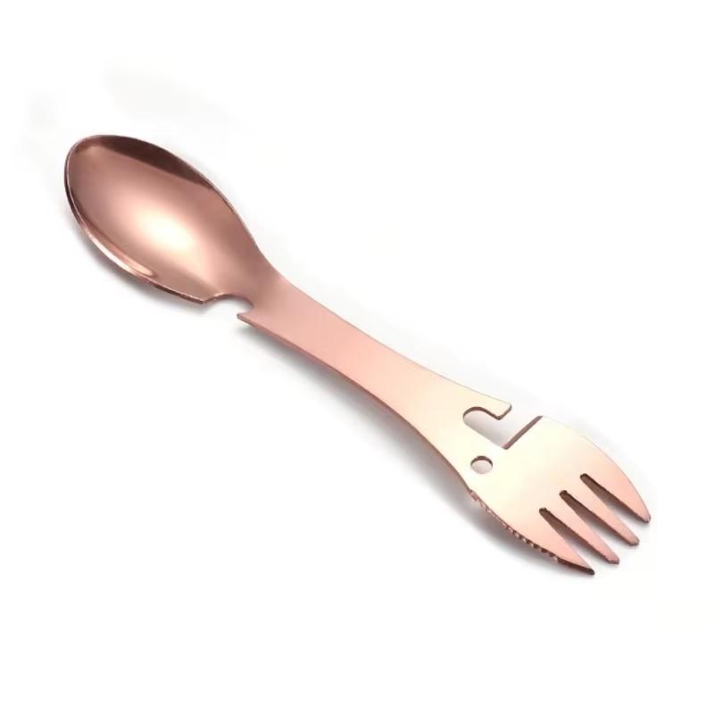 Outdoor Survival Tools 5 In 1 Camping Multi-Functional EDC Practical Kit Fork Knife Spoon Bottle/Can Opener