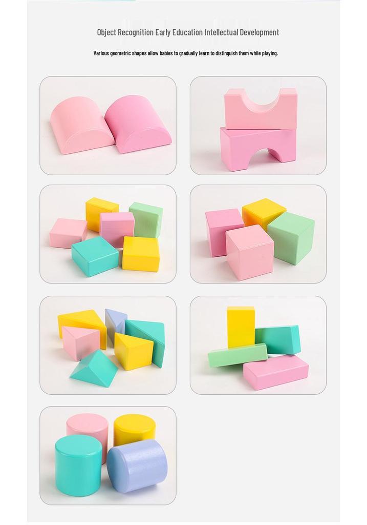 Macaron-Colored Wooden Building Blocks for Children's Early Cognitive Education