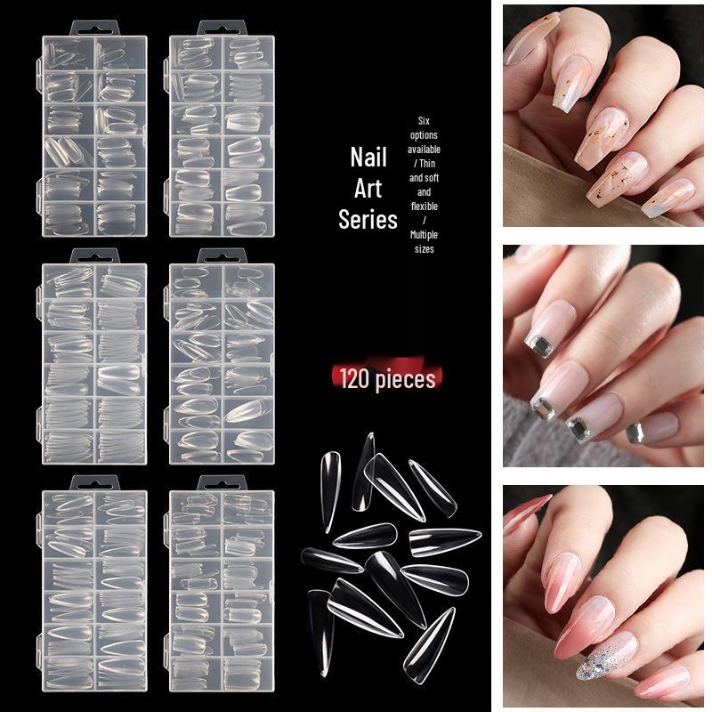 120 Seamless Transparent Ultra-Thin Long Oval, Ballet, Stiletto, and Rectangular Nail Tips