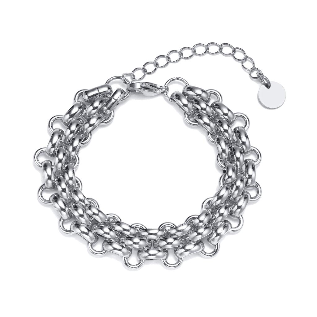 Chic Women Multi-layer Chain Bracelets, PVD Gold Color Stainless Steel Links Wristband Jewelry, Trendy Length Adjustable