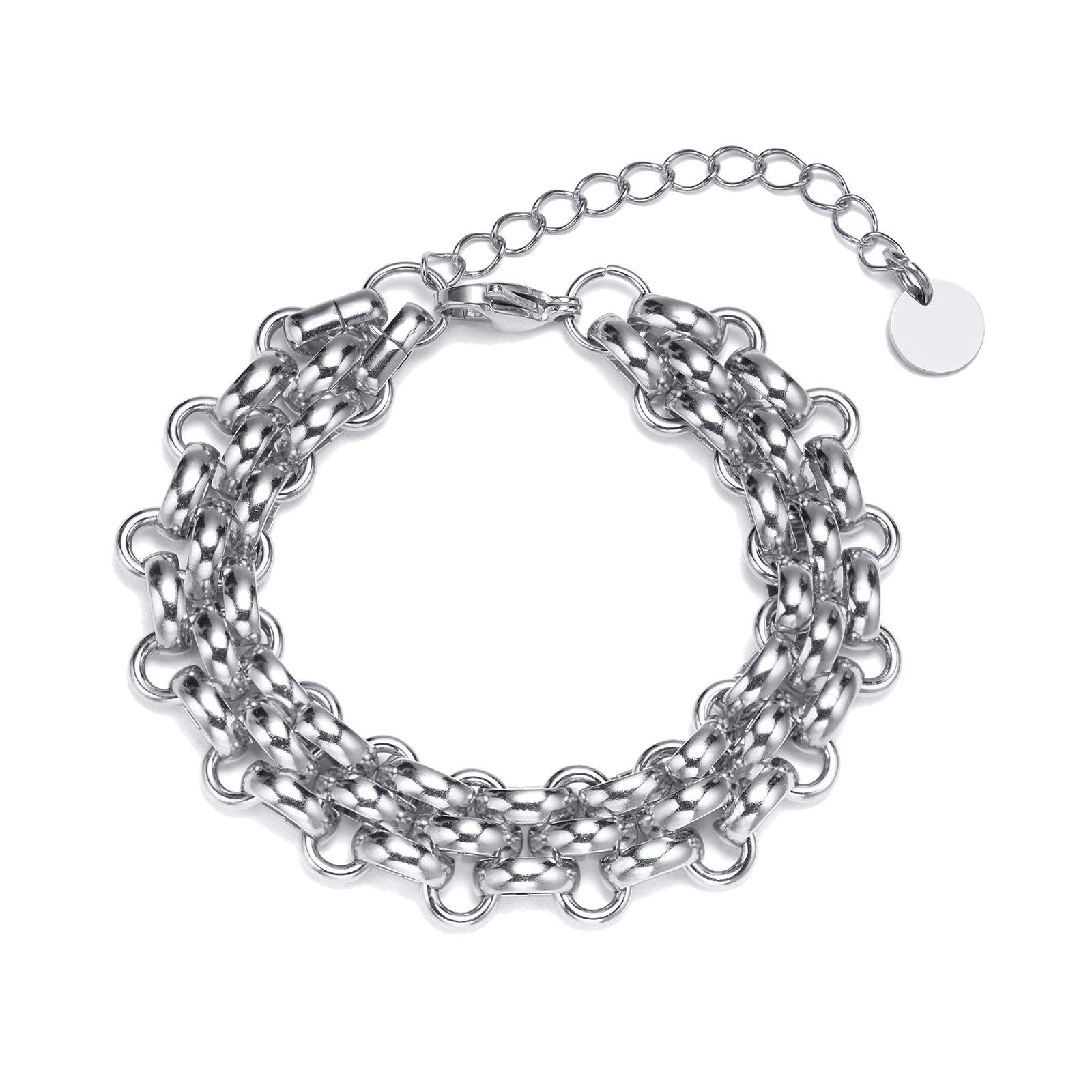 

Chic Women Multi-layer Chain Bracelets, PVD Gold Color Stainless Steel Links Wristband Jewelry, Trendy Length Adjustable