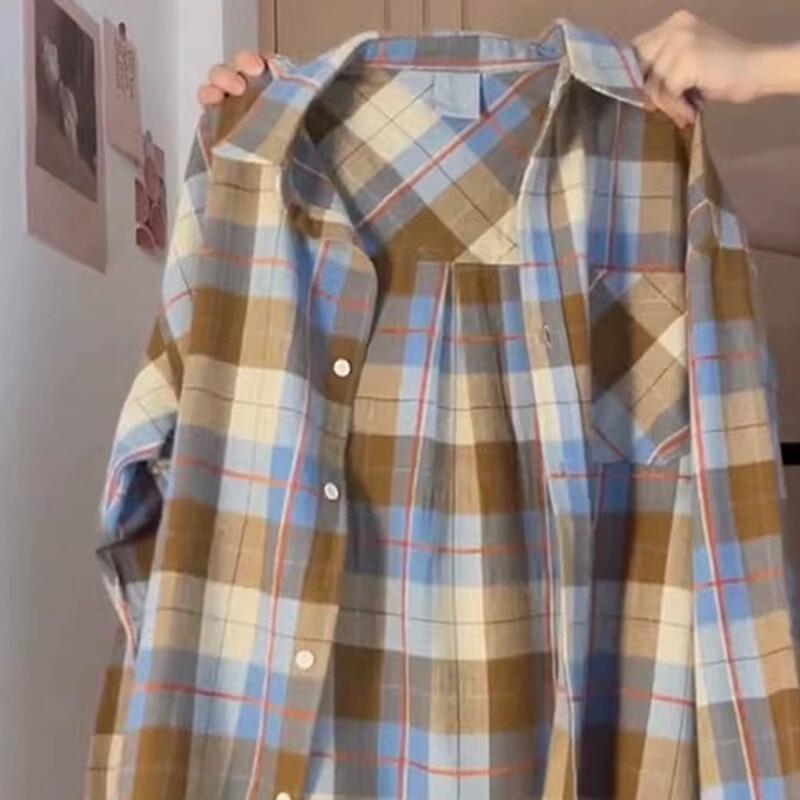 La Chapelle Women's Vintage Plaid Long Sleeve Shirt