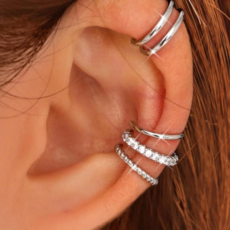 Set di orecchini a clip placcati oro regolabili, accessori per orecchie alla moda per donne, orecchie sensibili