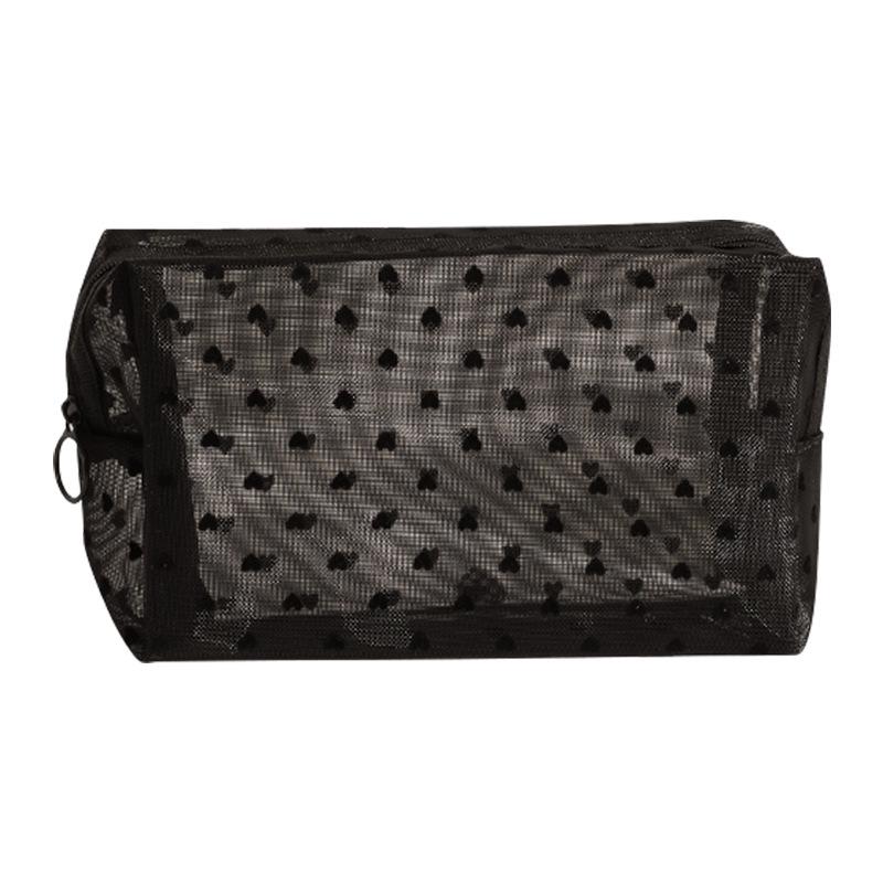 Love Heart Mesh Makeup Bag - Large Portable Cosmetic Travel Organizer