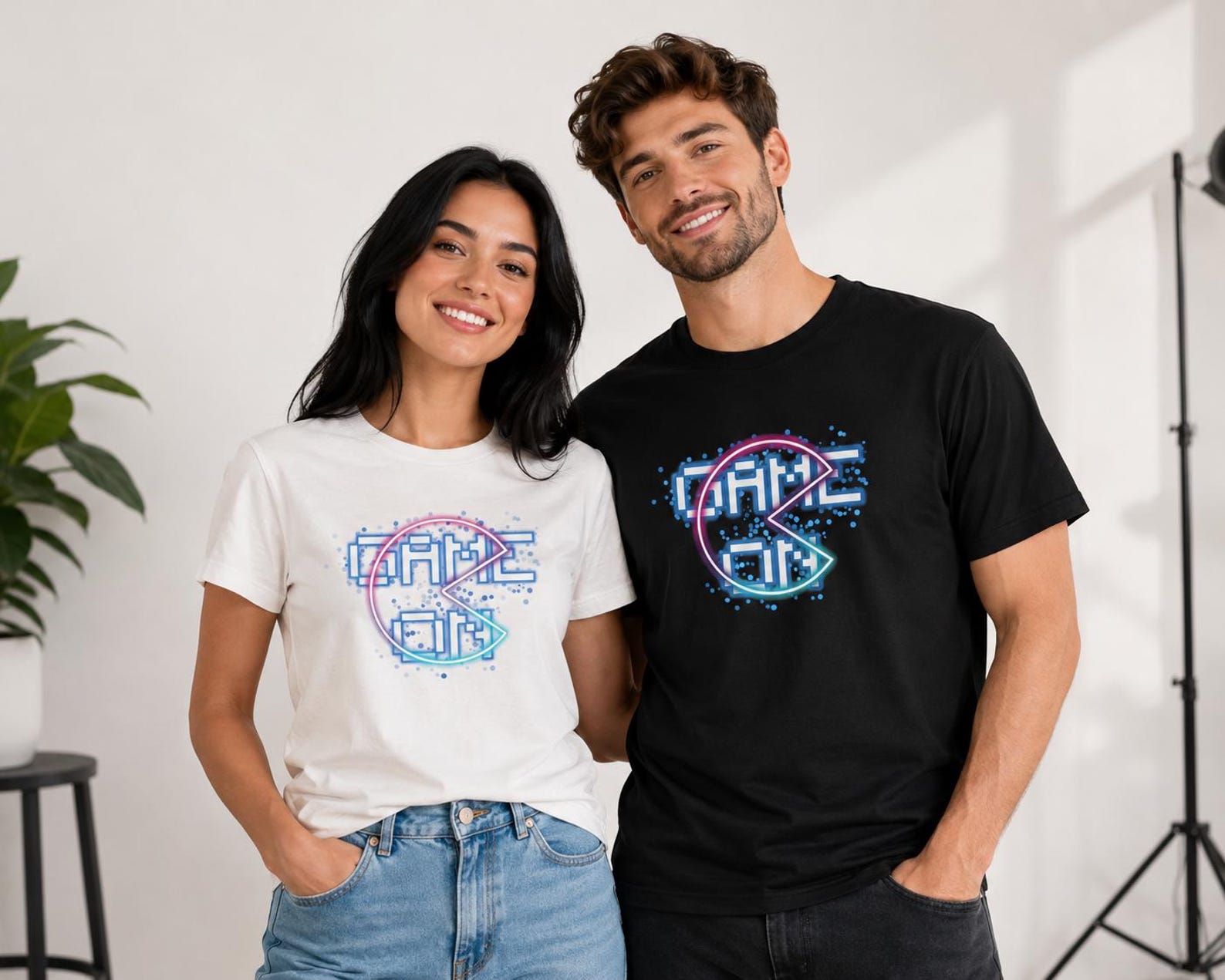 Game On T-Shirt | Retro Neon Arcade Typography M