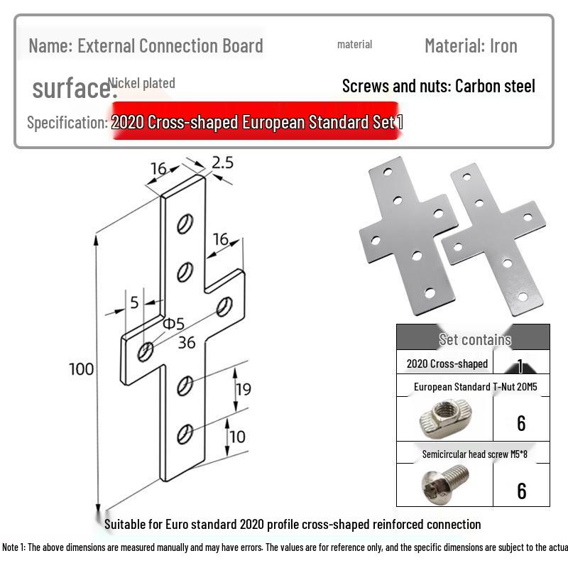 Plaque de Connexion d'Angle en Aluminium pour Profilés 20/30/40 avec Fixations