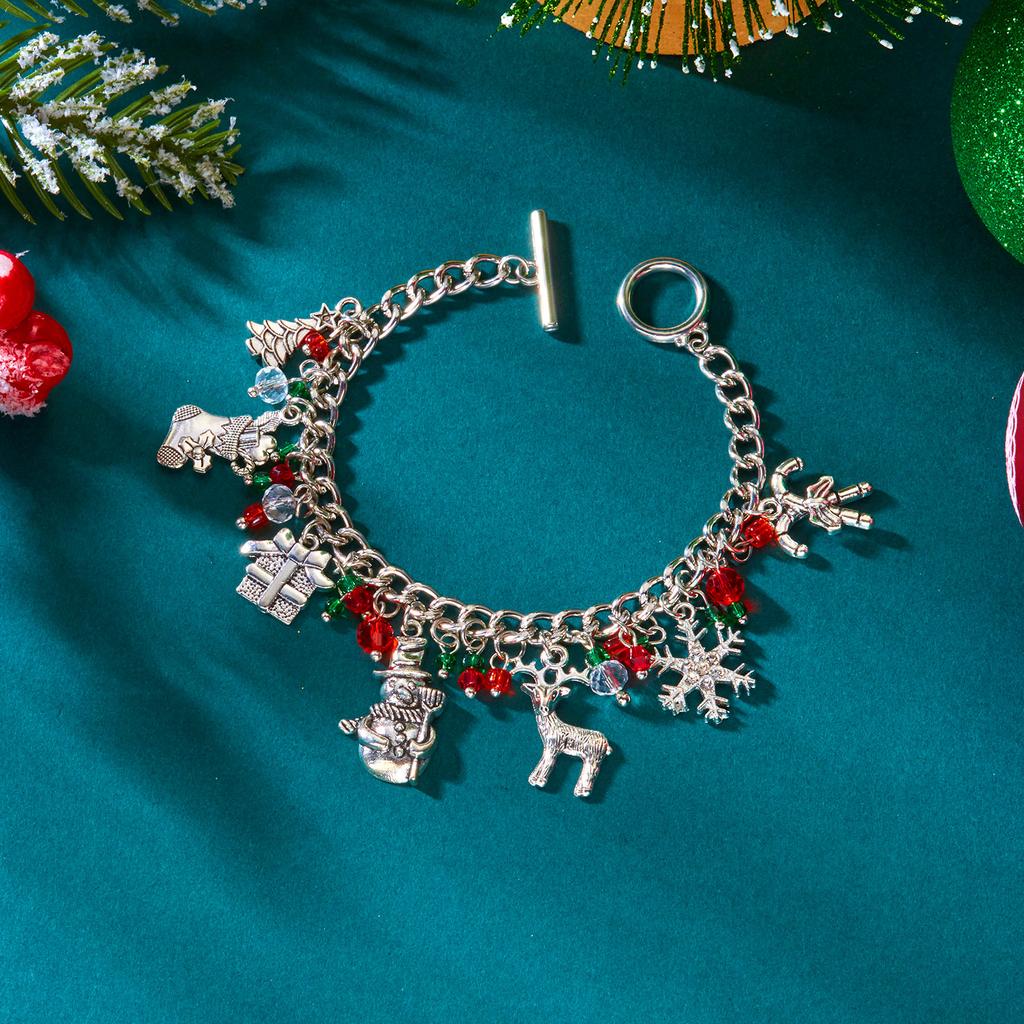 Creative Christmas Metal Chain Bracelet for Women Christmas Tree Snowflake Santa Claus Bell Bracelet Xmas Holiday Party Jewelry