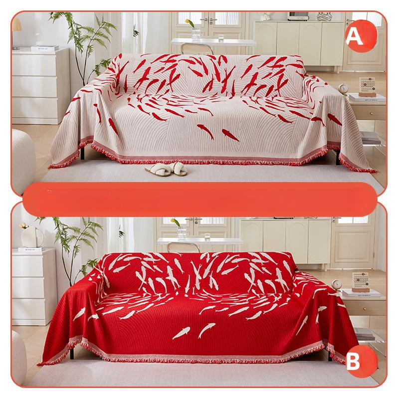 New Double-sided Chenille Sofa Towel Simple Anti-cat Scratch Sofa Cover Single and Double Sofa Blanket Anti-slip Double-sided Usable Sofa Cover
