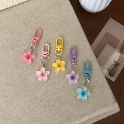 1Pc Resin Decorations Luggage Keychain Key Resin Keychain Bag Small Flower Keychain Decoration Multicolor