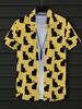 Men's Short-Sleeved Shirts Beach Hawaiian Shirts Mens Lapel Shirts Cartoon Cat Patterns Loose Quick-Dry Summer Men's Clothing