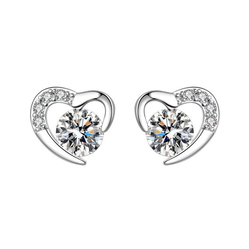 Heart-Shaped Zircon Earrings for Women - S925 Sterling Silver, Simple and Elegant Design 925 Silver